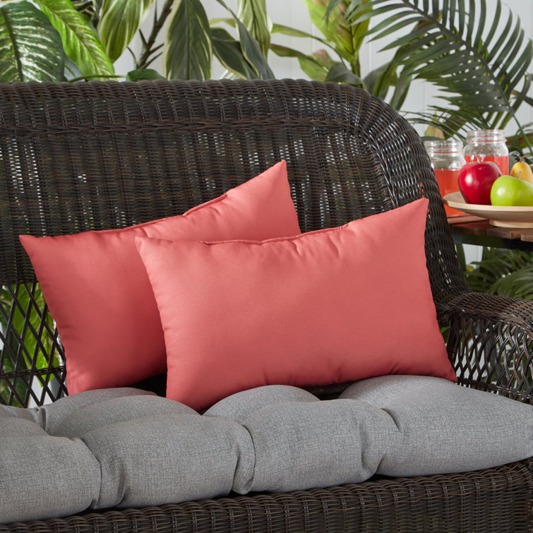 Coral 19 x 12 Inch Outdoor Rectangle Throw Pillow Set