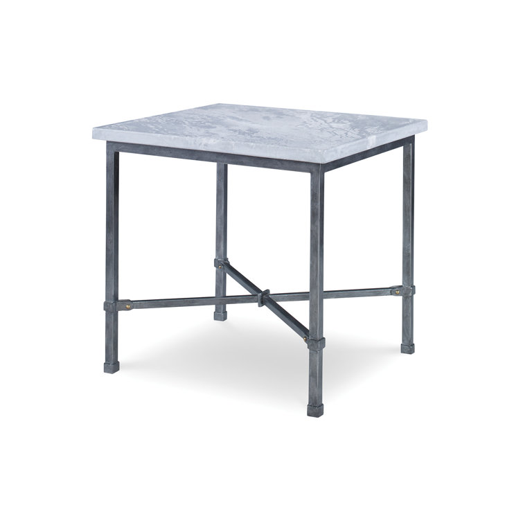 Venetian Pewter & Arctic Grey Metal Cross Legs End Table