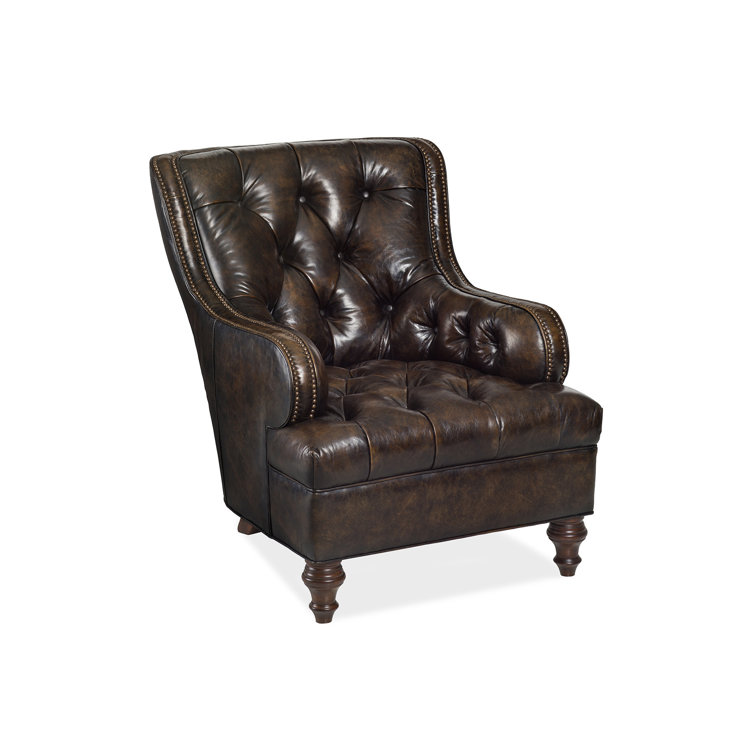 Masterpiece Chestnut Leather Handcrafted Accent Chair