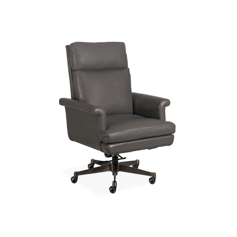 Quarry Gray Leather Swivel Executive Chair