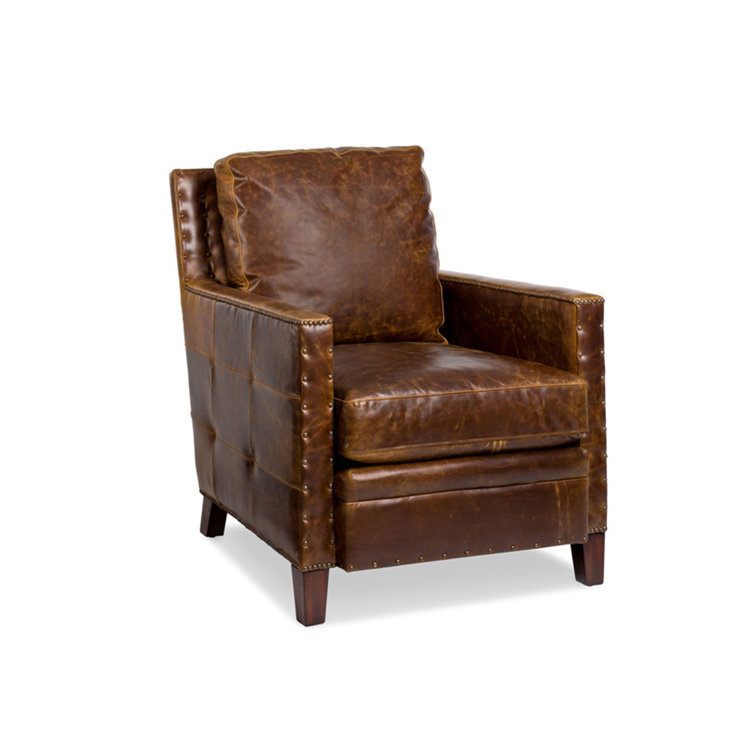 Shawnee Bark Brown Leather Handcrafted Accent Chair
