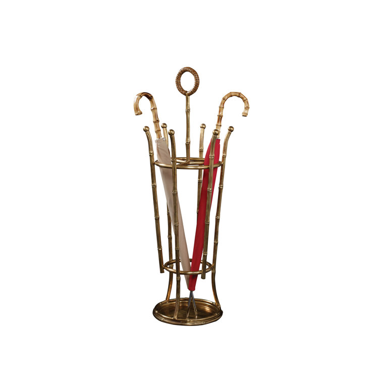 Gold Bamboo Motif Metal Umbrella Stand