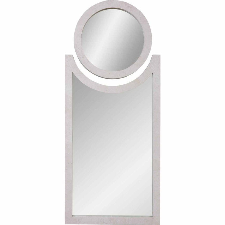 White Agate Stone Inlaid Vertical Wall Mirror