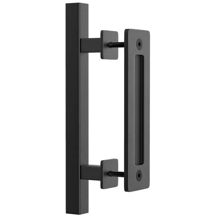 Matte Black 12" Sliding Barn Door Handle Set