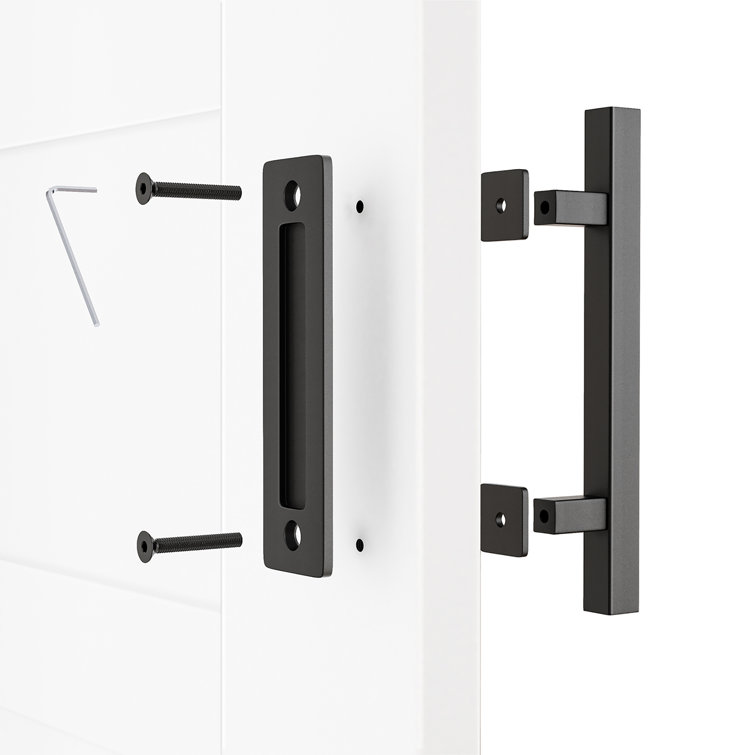 Matte Black 12" Sliding Barn Door Handle Set