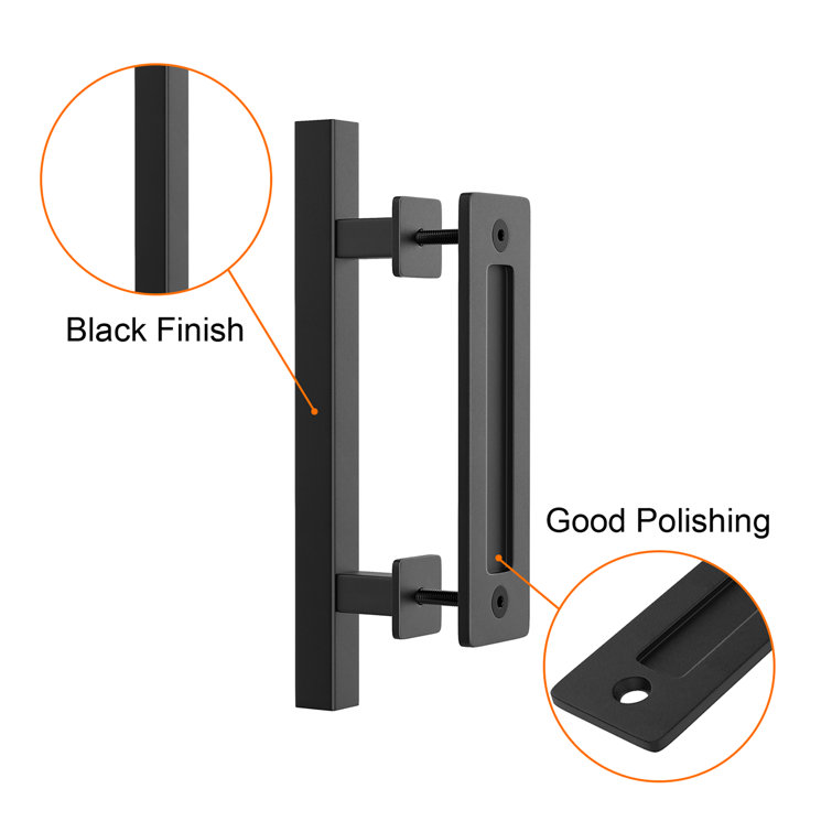Matte Black 12" Sliding Barn Door Handle Set
