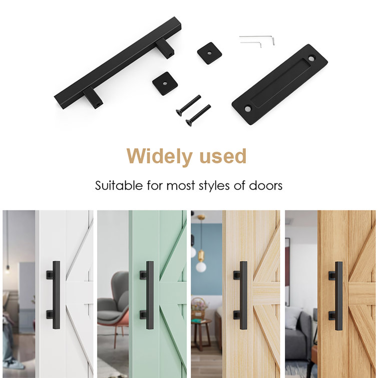 Matte Black 12" Sliding Barn Door Handle Set