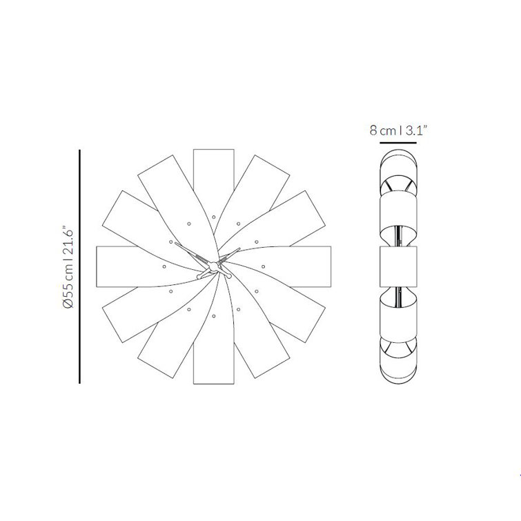 Ciclo 22'' Oak and Brass Flower Wall Clock