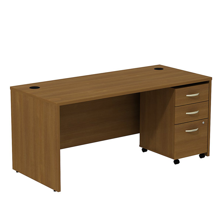Mocha Cherry 66" Office Desk with Mobile File Cabinet