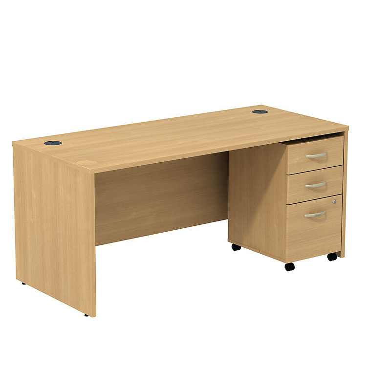 Mocha Cherry 66" Office Desk with Mobile File Cabinet