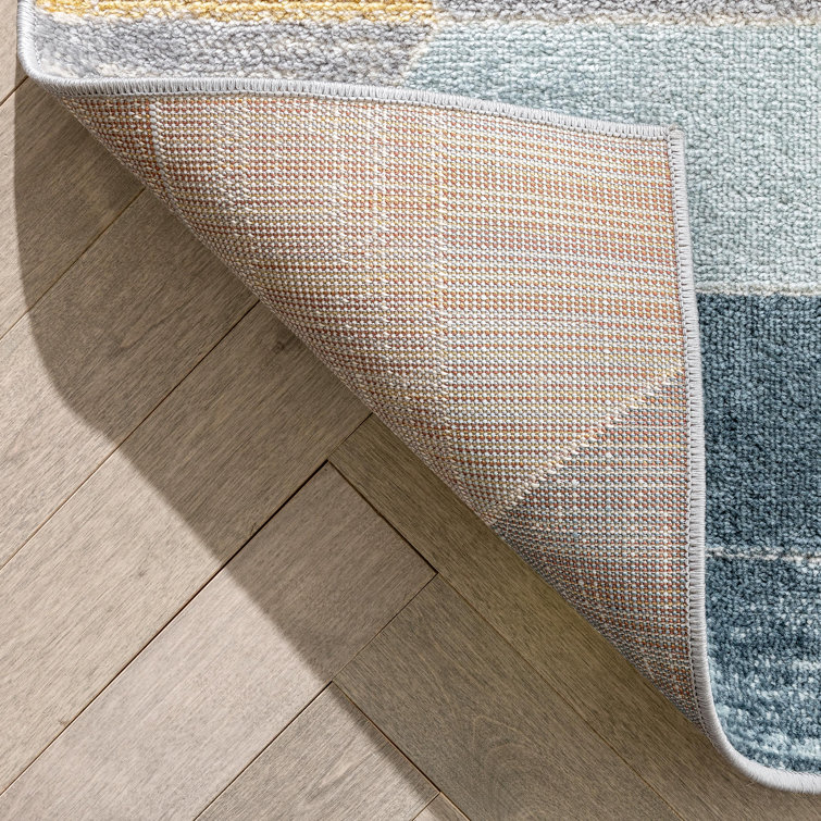 Mystic Blue Geometric Stain-Resistant Area Rug