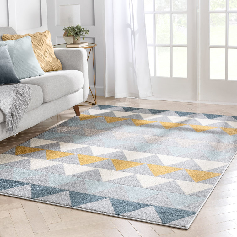 Mystic Nova Gray and Yellow Geometric Synthetic Area Rug