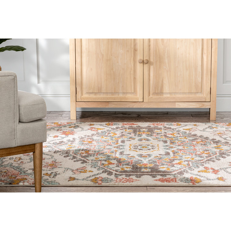 Blush Geometric Easy-Care Synthetic 7'10" x 9'10" Area Rug