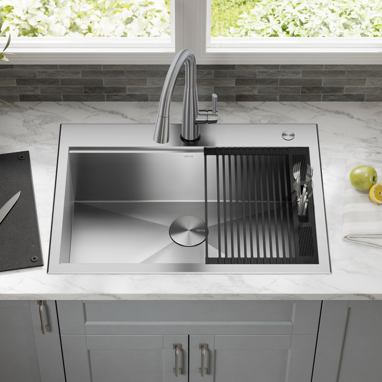 Delta 30-Inch Stainless Steel Single Bowl Workstation Kitchen Sink