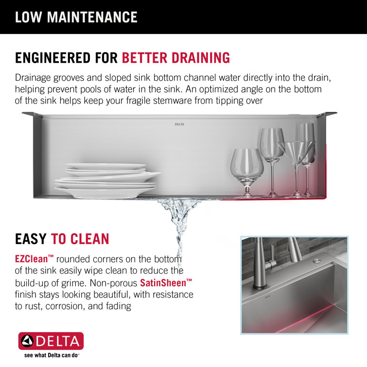 Delta 30-Inch Stainless Steel Single Bowl Workstation Kitchen Sink