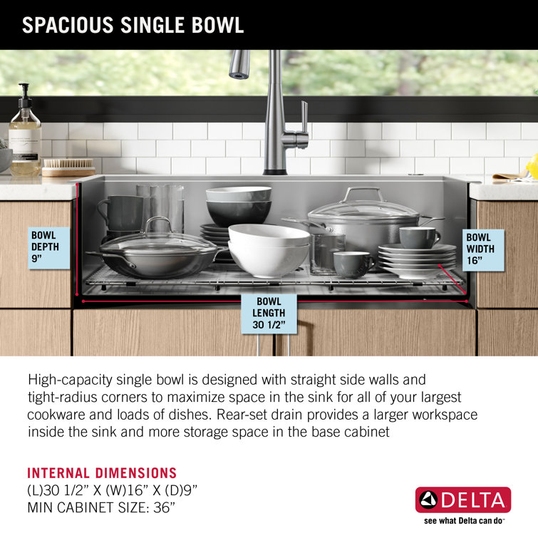 Delta 33-Inch Stainless Steel Single Bowl Workstation Kitchen Sink