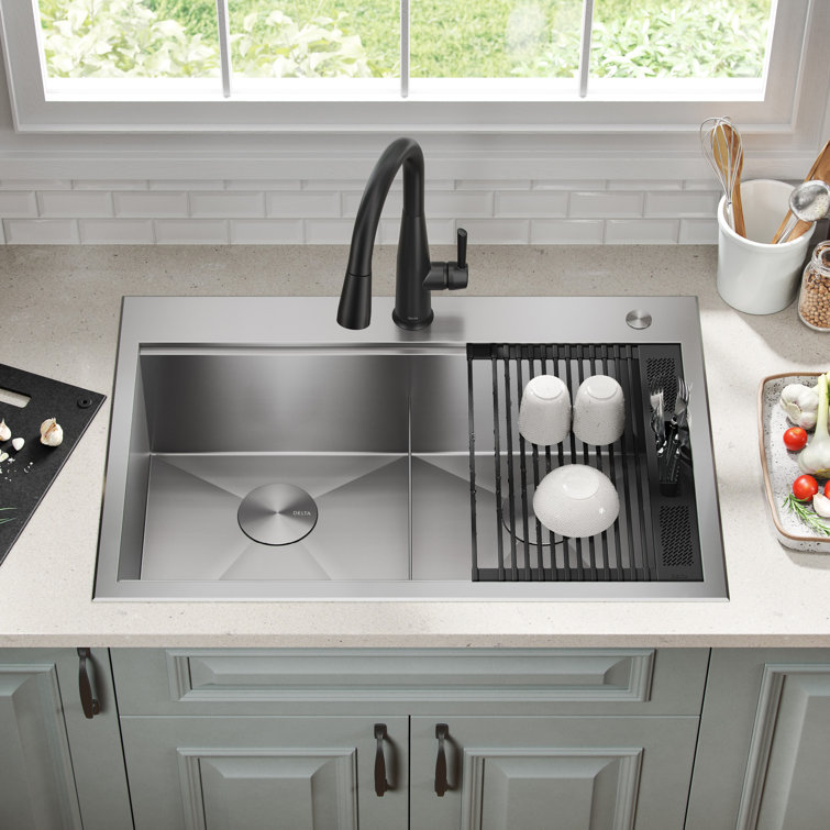 Delta 33-Inch Stainless Steel Double Bowl Workstation Sink
