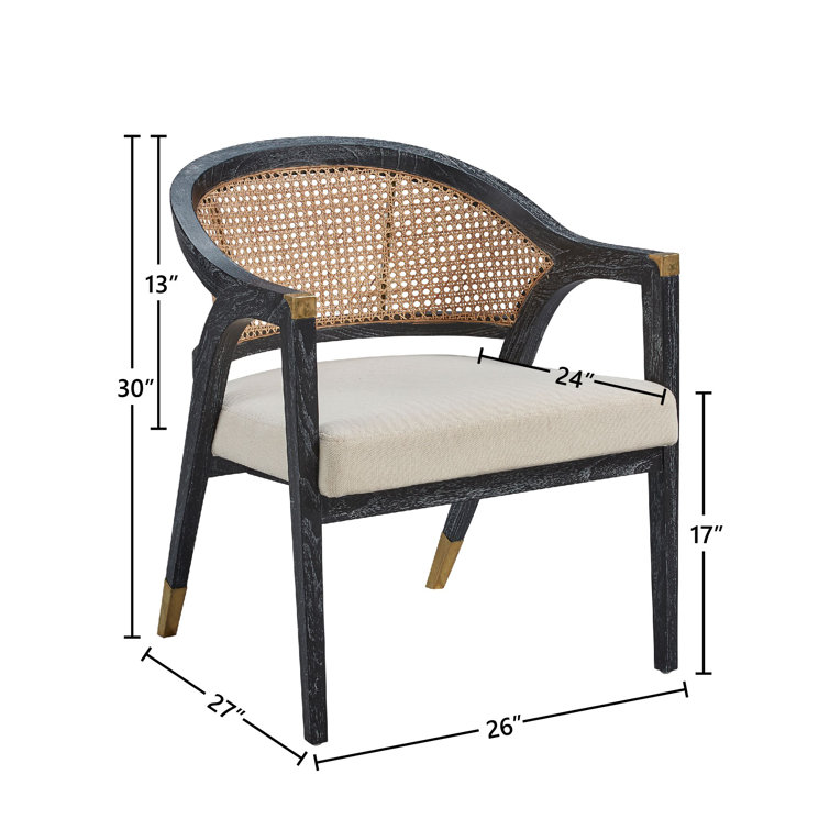 Royce Black Wood and Cane Arm Chair