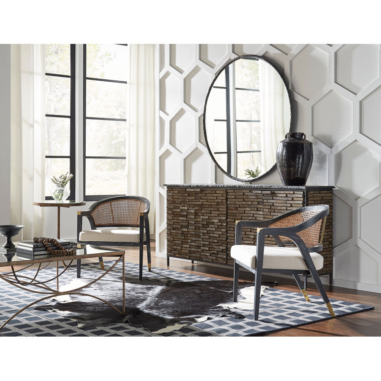 Royce Black Wood and Cane Arm Chair