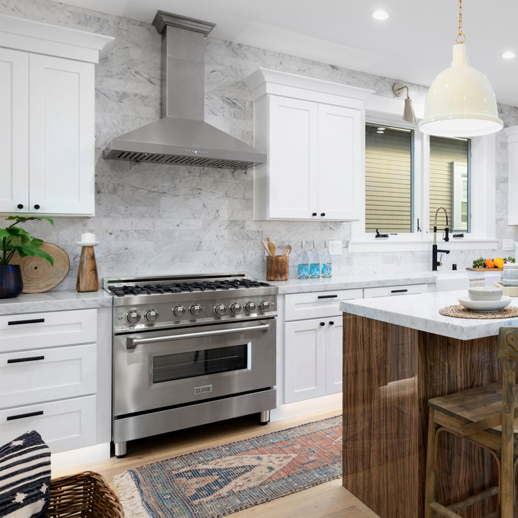 36'' Stainless Steel Convertible Wall Mount Range Hood with Charcoal Filter