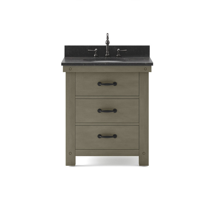 Aberdeen 30'' Grizzle Gray Vanity with Blue Limestone Top