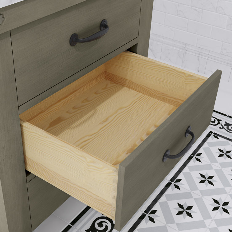 Grizzle Gray 30'' Single Sink Vanity with Carrara White Marble Top