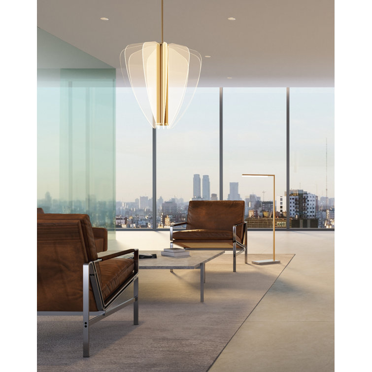 Plated Brass and Acrylic LED Chandelier with Integrated Light