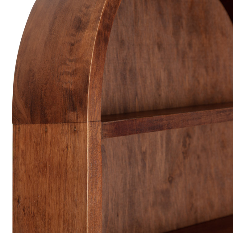 Walnut Brown Oval Floating Wood Wall Shelf
