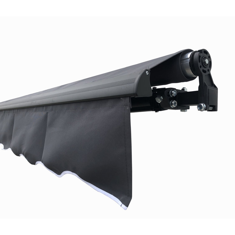 ALEKO 13' x 10' Retractable Gray Polyester Patio Awning with Black Frame