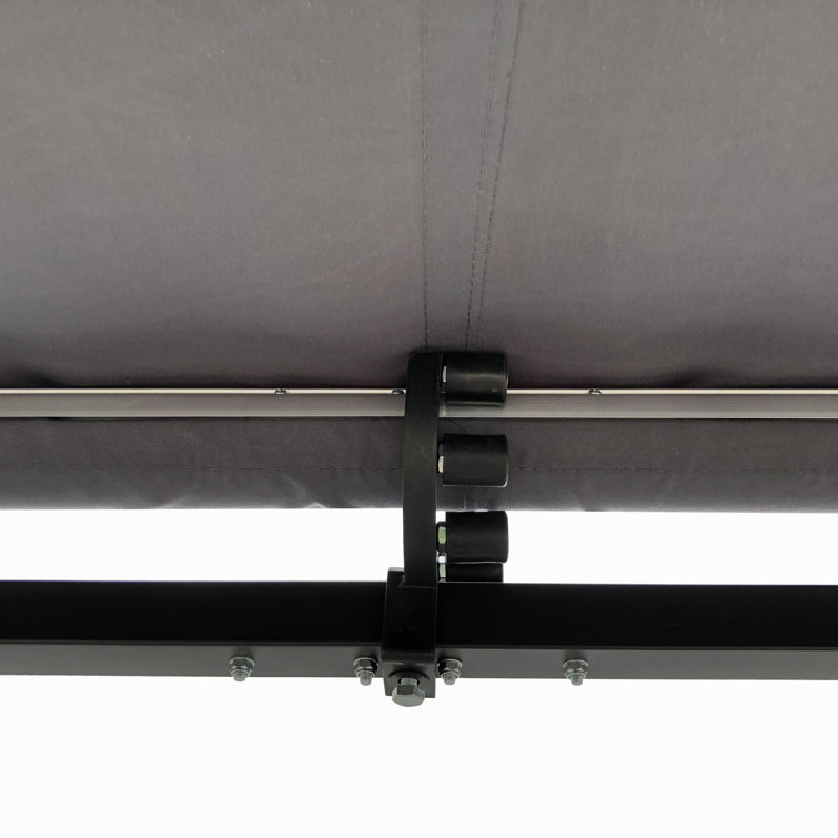 ALEKO 13' x 10' Retractable Gray Polyester Patio Awning with Black Frame