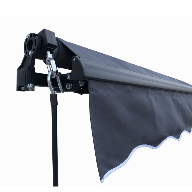 ALEKO 13' x 10' Retractable Gray Polyester Patio Awning with Black Frame