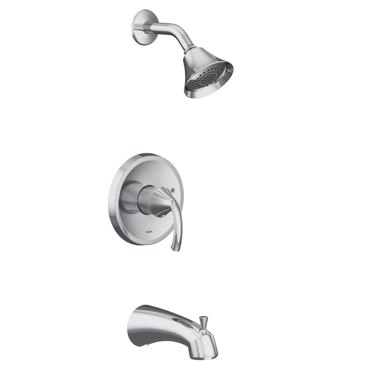 Chrome Transitional Wall Mounted Tub and Shower Faucet