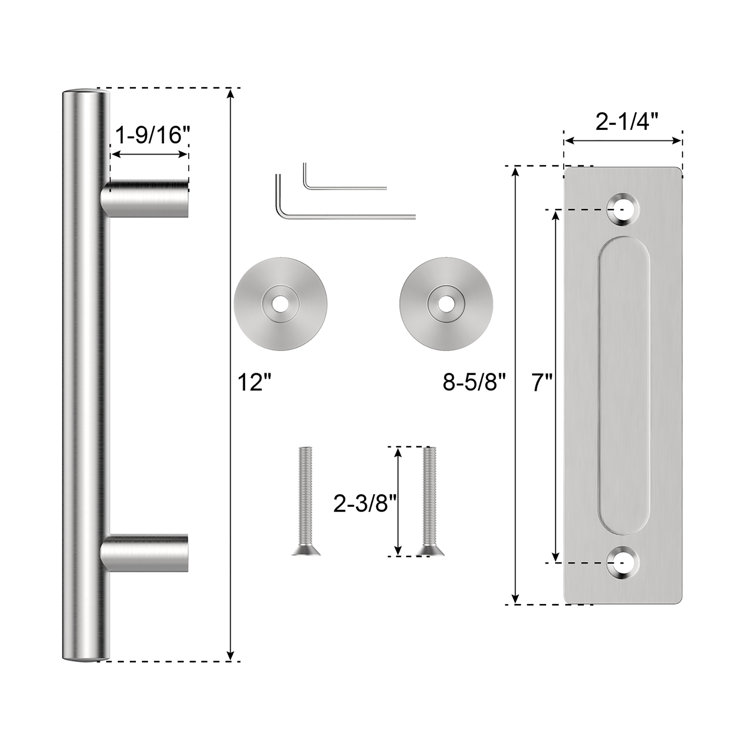 Winsoon 12" Stainless Steel Sliding Barn Door Handle Set