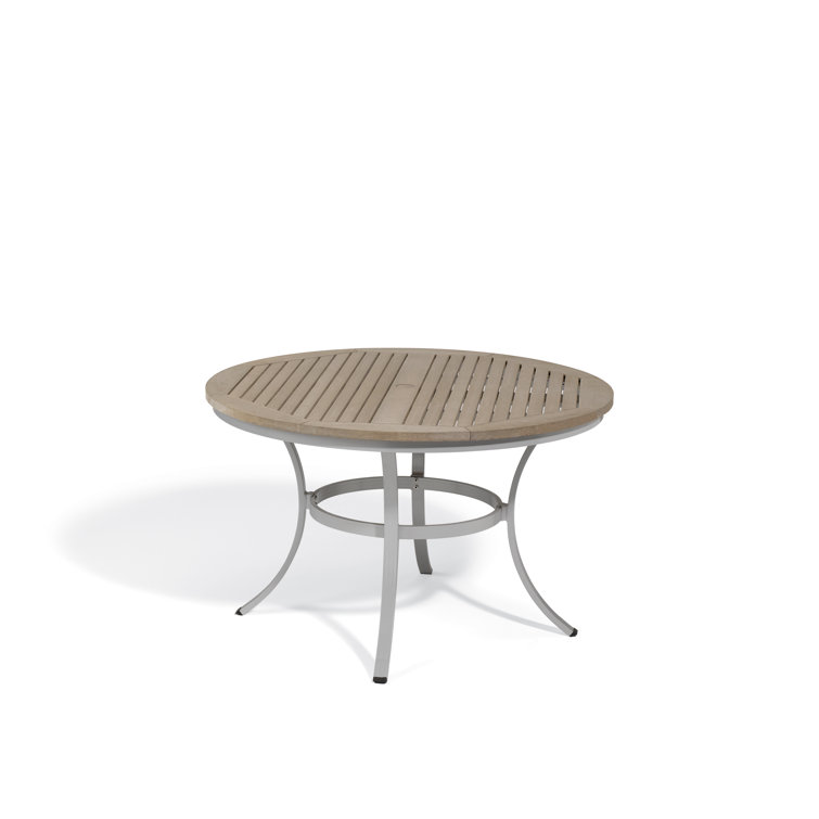 Travira Tekwood Vintage Round Outdoor Dining Table with Aluminum Frame