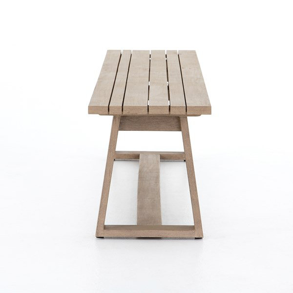 Atherton Washed Brown Teak Outdoor Dining Bench