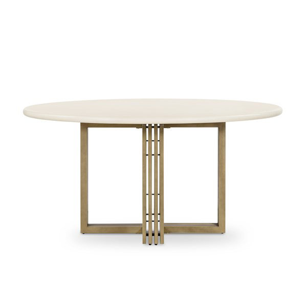 Mid-Century Modern 60'' Round Wood & Marble Dining Table