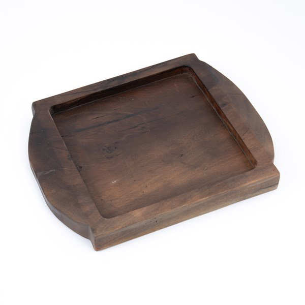 Lylah Ochre Reclaimed Wood Square Decorative Tray