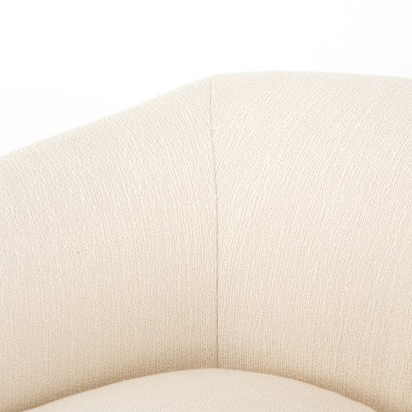 Lyla Modern Barrel Chair in Distressed Natural with Ivory Polyester Blend