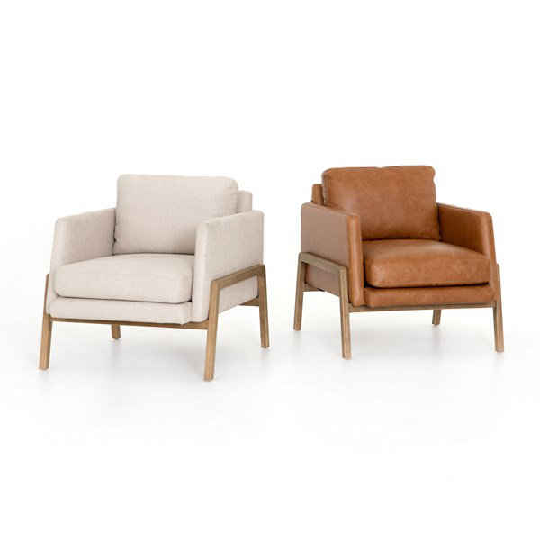 Sonoma Butterscotch Leather and Wood Accent Chair