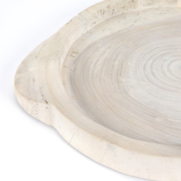 Ivory Reclaimed Wood Round Decorative Tray