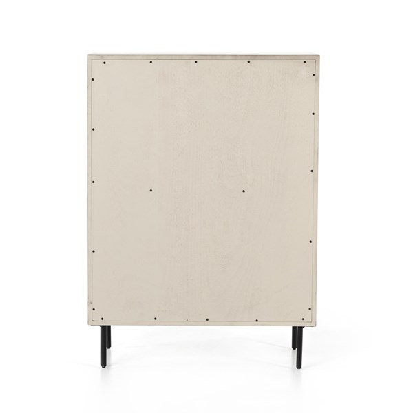 Modern Gray Acacia Veneer 5-Drawer Dresser with Iron Legs