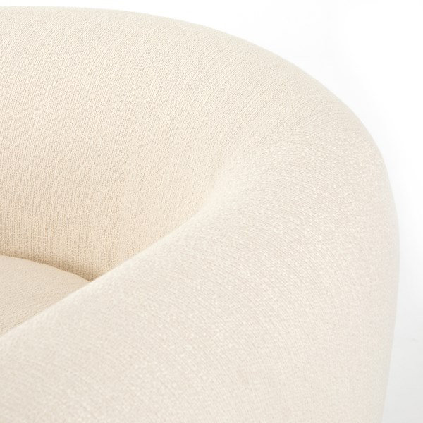 Lyla Modern Barrel Chair in Distressed Natural with Ivory Polyester Blend