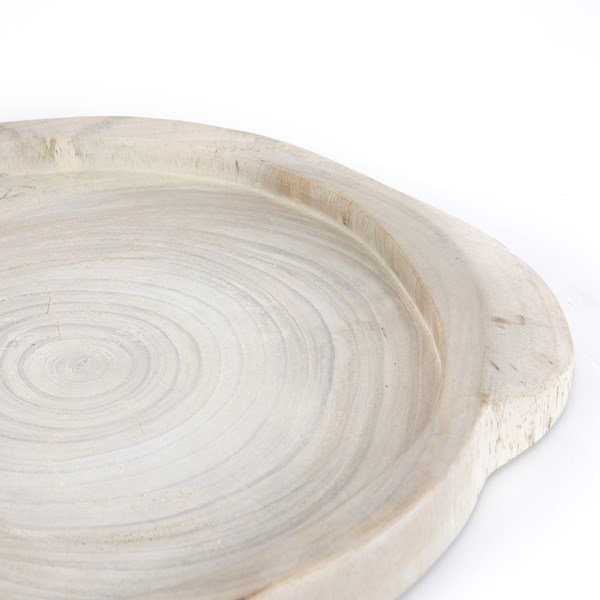 Ivory Reclaimed Wood Round Decorative Tray