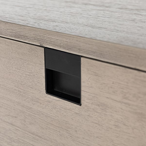 Modern Gray Acacia Veneer 5-Drawer Dresser with Iron Legs