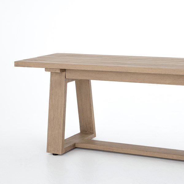 Atherton Washed Brown Teak Outdoor Dining Bench