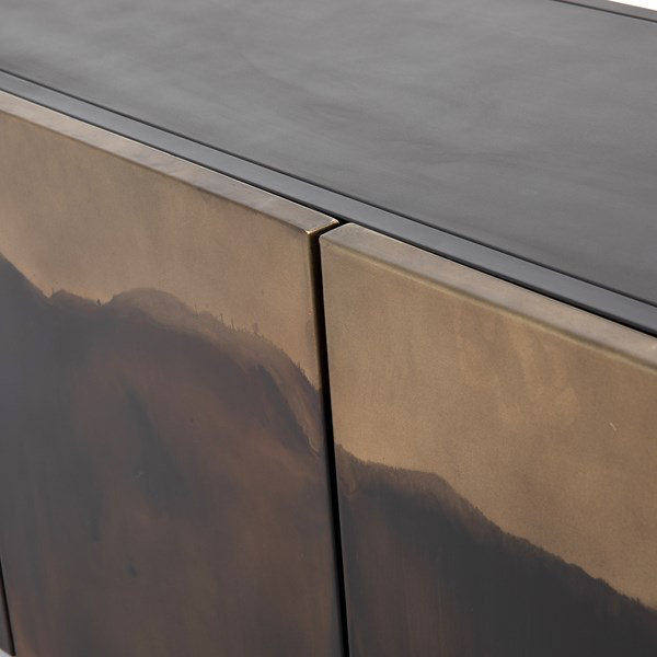 Aged Brown Metal 72" Media Console with Storage
