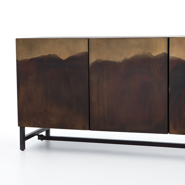 Aged Brown Metal 72" Media Console with Storage
