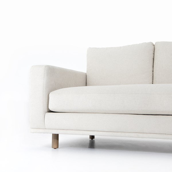 Centrale Bonnell Ivory 85" Modern Stationary Sofa with Track Arms