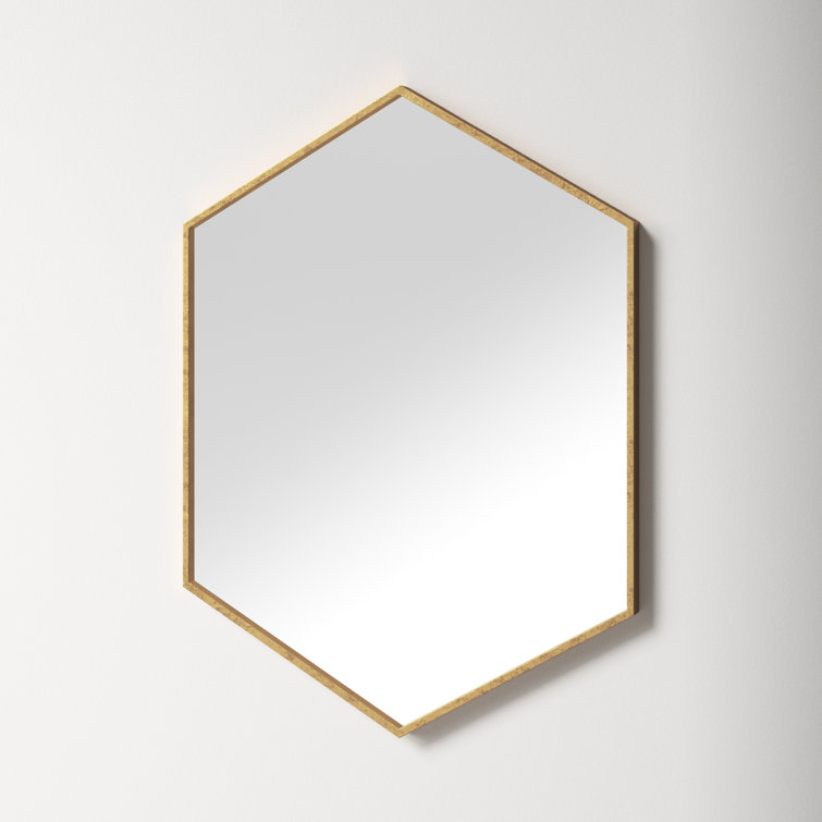 Antique Gold Hexagon 31" Metal Wall Mirror