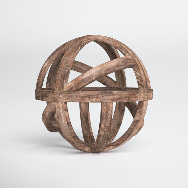 Ravello Contemporary Fir Wood 10" Decorative Orb